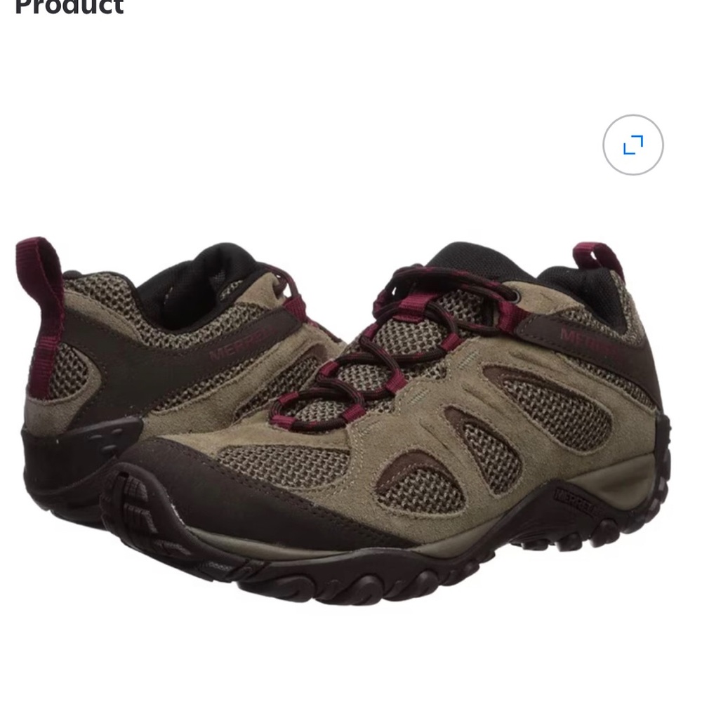 Merrell Yokota 2 Low Top Outdoor Hiking Trail Brown Burgundy Shoes Women Size 8
